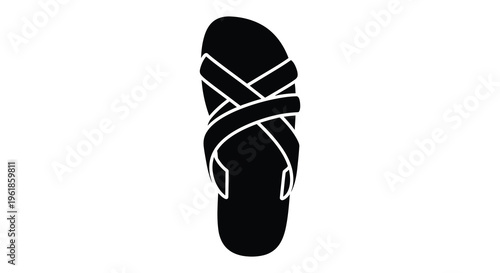 Black sandal with crossing straps a striking footwear silhouette