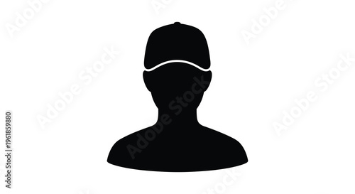 Black silhouette of a person wearing a baseball cap silhouette