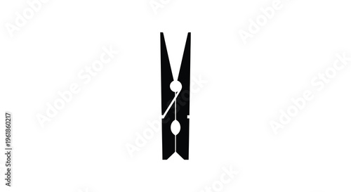 Simple black silhouette of a wooden clothespin minimalist design silhouette