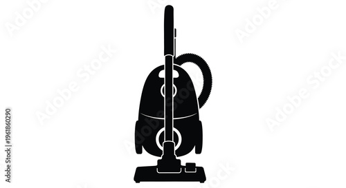 Simple black silhouette of a canister vacuum cleaner