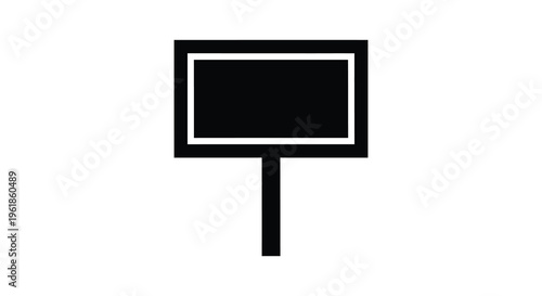 Simple black signpost on white background a stark silhouette