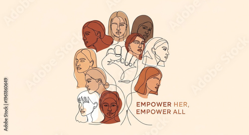 Diverse group of women standing together in unity and strength.