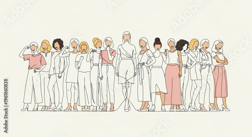 Diverse group of women standing together in solidarity.