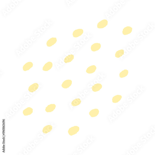 おしゃれでかわいいパステルイエローの装飾 - 手描きのゆるい楕円で作った粒状のあしらいのイラスト素材