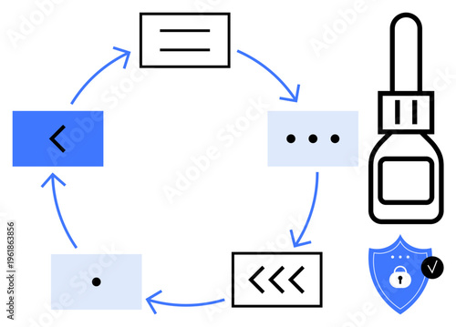 Data security. Data security process highlighting verification, protection, and logical flow. Data security ensures safe information exchange. For tech, cybersecurity, and data protection strategies