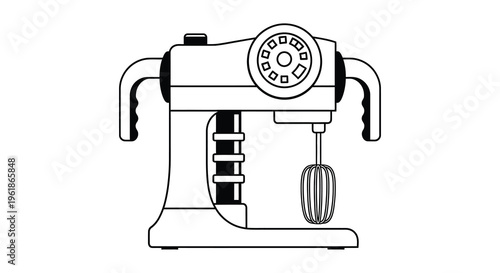 Vintage style stand mixer illustration in a black silhouette