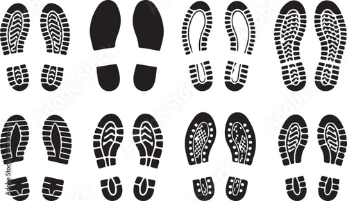 Collection of various footwear sole patterns and designs