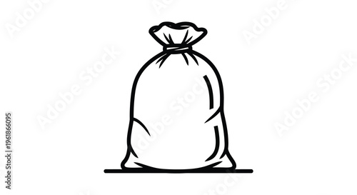 Simple drawing of a tied sack on a white background silhouette