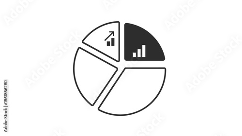Innovative pie chart with one segment uniquely highlighted by an embedded bar chart, symbolizing detailed data analysis and specific market segment insights.