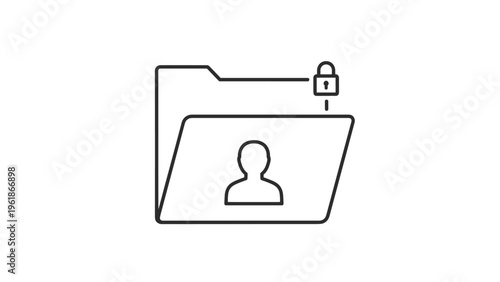 Secure folder containing a person icon and topped with a locked padlock, symbolizing data privacy, user security, and confidential information protection.