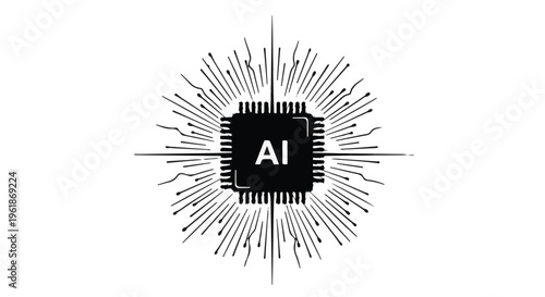 Central processing unit with AI designation symbolizes intelligent technology and innovation.