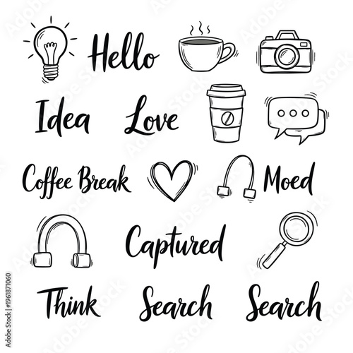 A collection of icons and words about creativity and inspiration on download 2026-03-26