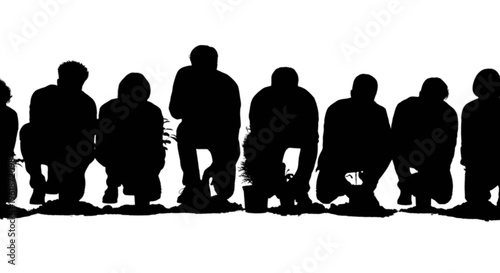 Silhouettes of people in a line