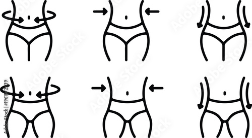 slim waist woman body outline icons set vector illustration design art
