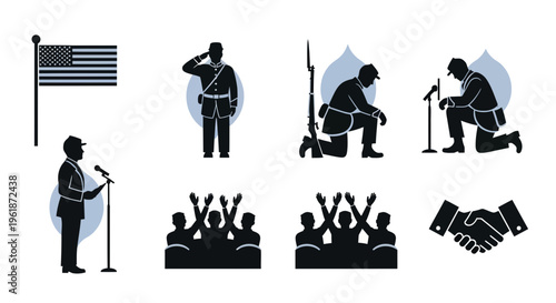 American patriotism and public speaking icons.