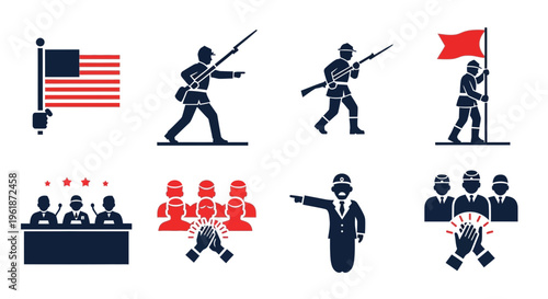 American military and protest icons set.