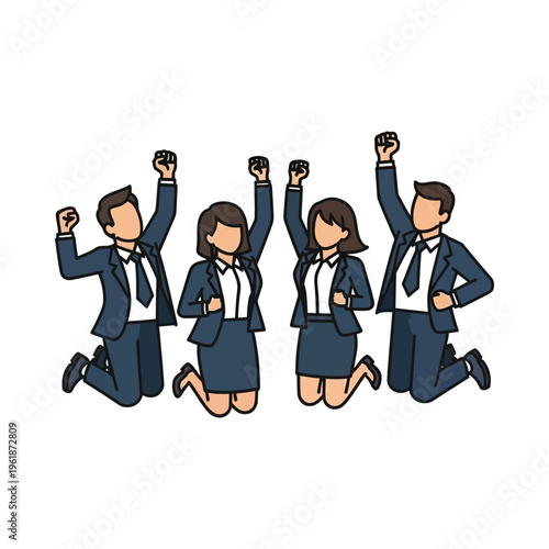 Celebrating team success with enthusiastic business professionals