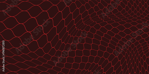 Abstract red steel mesh background with red glowing lines with free space for design. Modern technology innovation concept background.