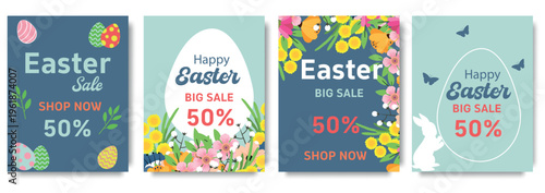 Easter Sale Floral Discount Banner Set