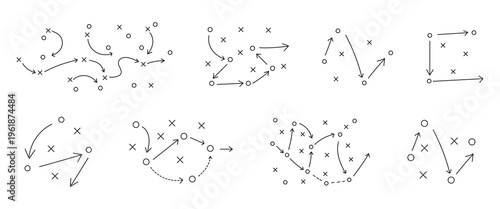 football tactics Icon set. Symbol isolated on white background. vector illustration