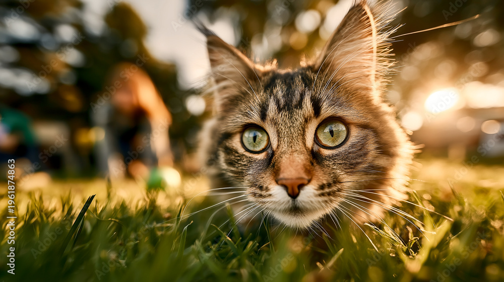 Fototapeta premium cat in the grass