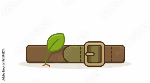 Belt with a sprouting green leaf and a buckle illustration