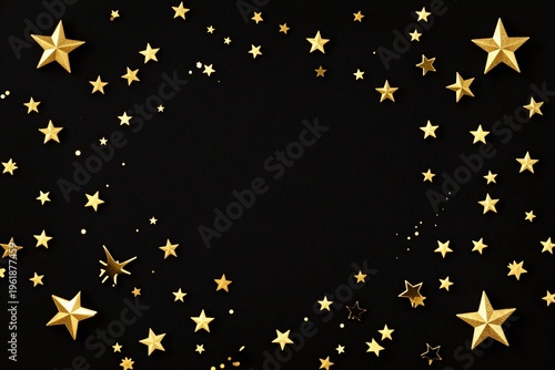 a black background with gold stars on it