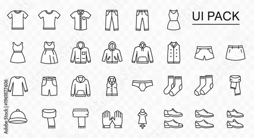 Clothing Icons Set - Garments, Apparel, and Fashion Elements.