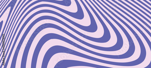 Blue Wavy Lines Abstract Background in Trendy Retro Psychedelic Style. Twisted, Swirled, and Distorted Vector Texture Pattern