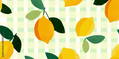 Watercolor lemon pattern with retro Italian summer vibes. Vintage Amalfi-inspired fruit design perfect for posters, cards, or seamless backgrounds with citrus charm.