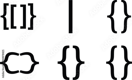 Bracket and brace icon vector illustration, mathematical symbols design, programming syntax artwork, coding notation concept, abstract graphic elements - flat vector illustration