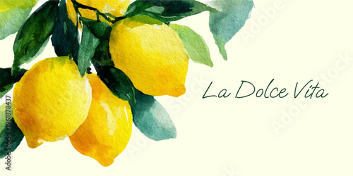 Fresh lemon pattern with Mediterranean tiles and Italian coastal motifs. Vibrant summer fruit illustration featuring Amalfi-inspired design elements and seamless backgrounds.