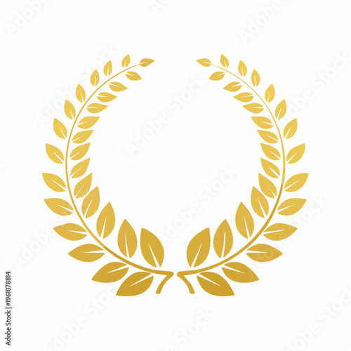 Gold laurel wreath as symbol of achievement and winner with first place