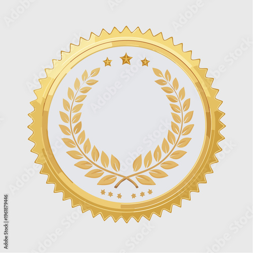 Gold seal with laurel wreath and stars for award and recognition