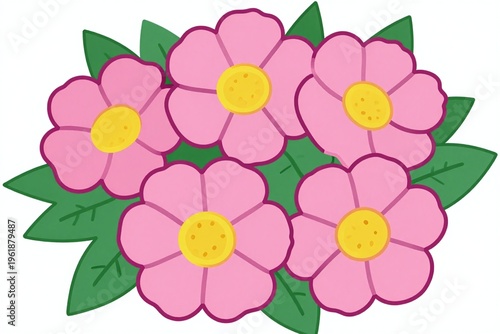 A bunch of pink flowers on a white background