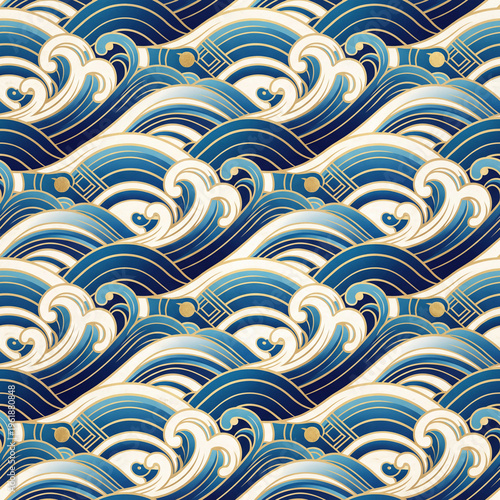 a stunning illustration of japanese modern seamless pattern wave concept pattern