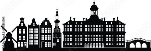 Amsterdam city skyline prepared in vector