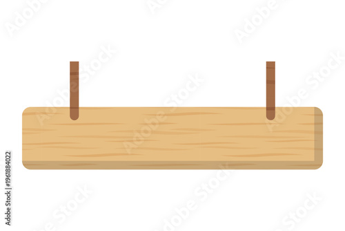 Hanging signboard with metal chain in light beige wood texture style as rustic blank panel for restaurant and shop.