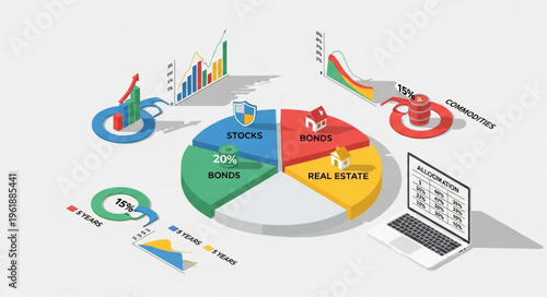 Asset Allocation Pie Chart with Investment Growth and Technology.