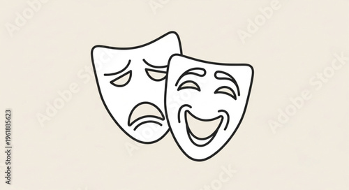 Comedy and Tragedy Masks - A Symbolic Representation of Human Emotions.