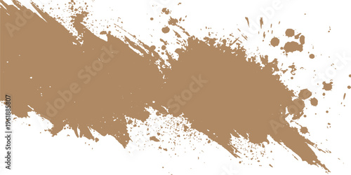 An abstract vector design featuring a grunge texture of black ink splatters and paint blots on a dirty paper background with liquid spray stains and a decorative frame illustration