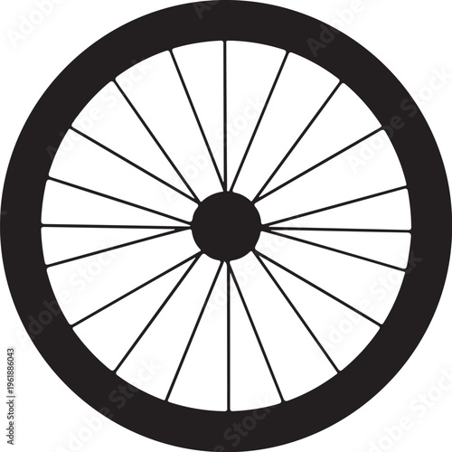 Simple black and white bicycle wheel illustration design element