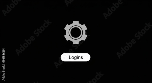 Settings Interface with Gear Icon and Logins Button on Dark Background.