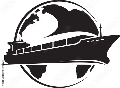 Cruise ship sailing around the world globe