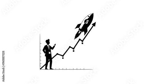 Investment growth dollar rocket exchange rate increase vector illustration