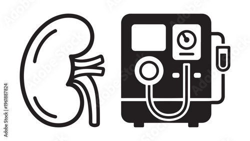 Kidney Dialysis Machine Icon Illustration Representing Renal Treatment Hemodialysis Process and Clinical Equipment