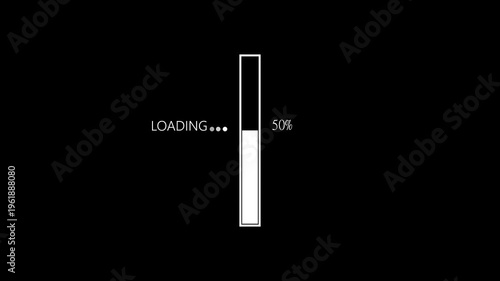 Loading animation progress bar with percentage on black background loading screen