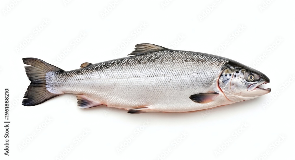Obraz premium Whole Fresh Raw Salmon Fish Isolated on White Background