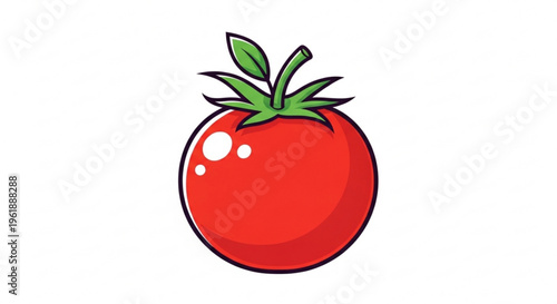 Fresh red tomato with green leaves on top shiny and vibrant healthy food concept