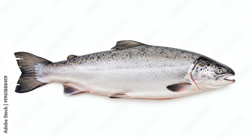 Obraz premium Fresh Whole Raw Salmon Isolated on White Background